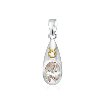 Taurus Zodiac Sign Silver and Gold Pendant MPD850 - Jewelry